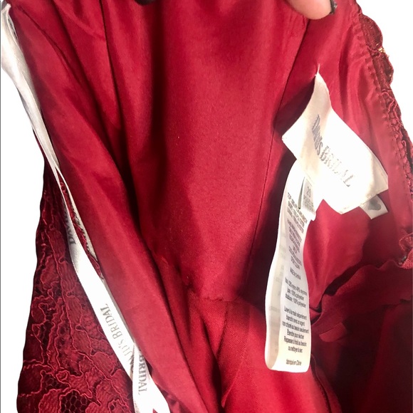 David’s Bridal Lace Candy Apple Red Valentines Color Dress Size 22 - Picture 9 of 12